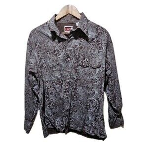 B&D Panhandle Slim Men XL Brown Pearl Snap Western Shirt Paisley Brooks & Dunn